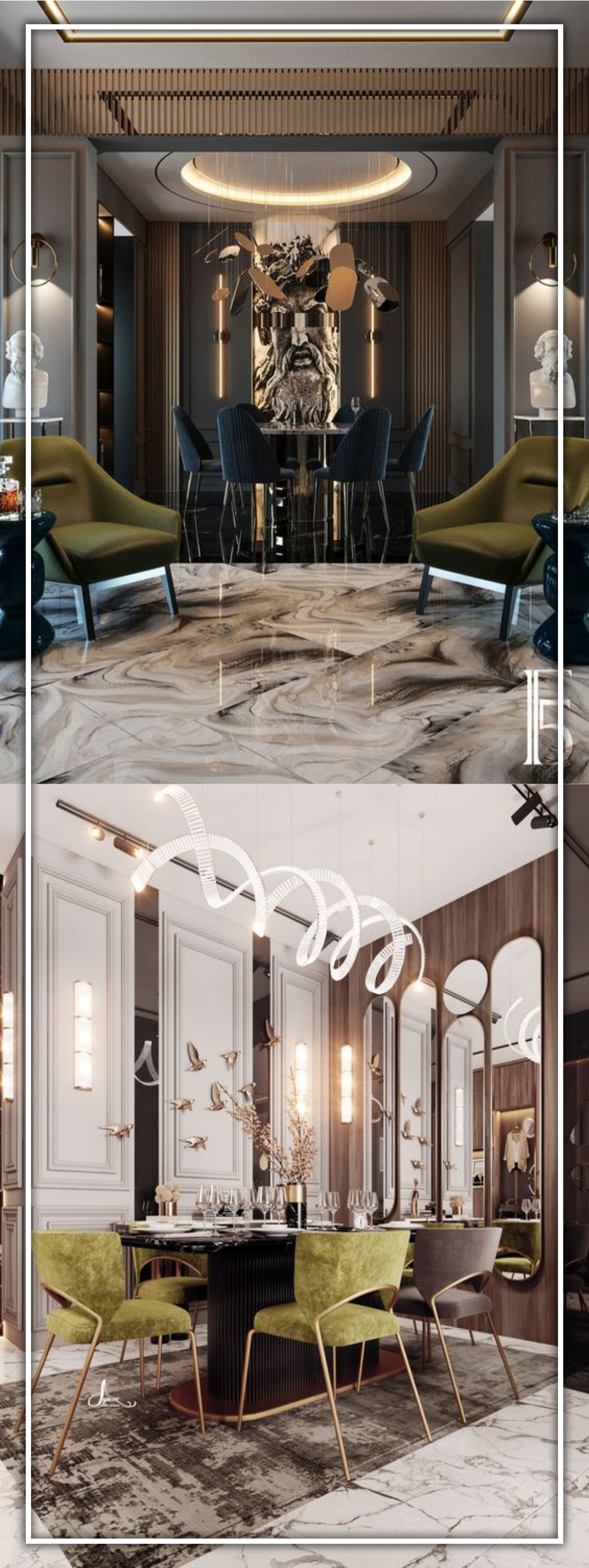 design interior Classic Elegance di Jakarta warna Putih Hitam Gold emas Silver lighting warm cool