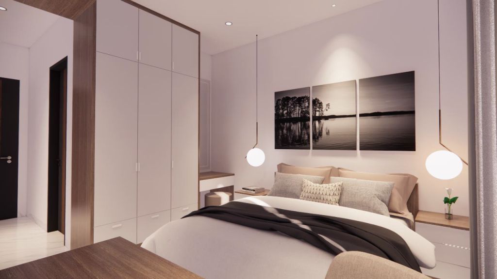 Jasa Desain Interior Kamar Tidur - Bedroom - Kota Wisata Cluster Belleveu - Cibubur Jakarta Timur c