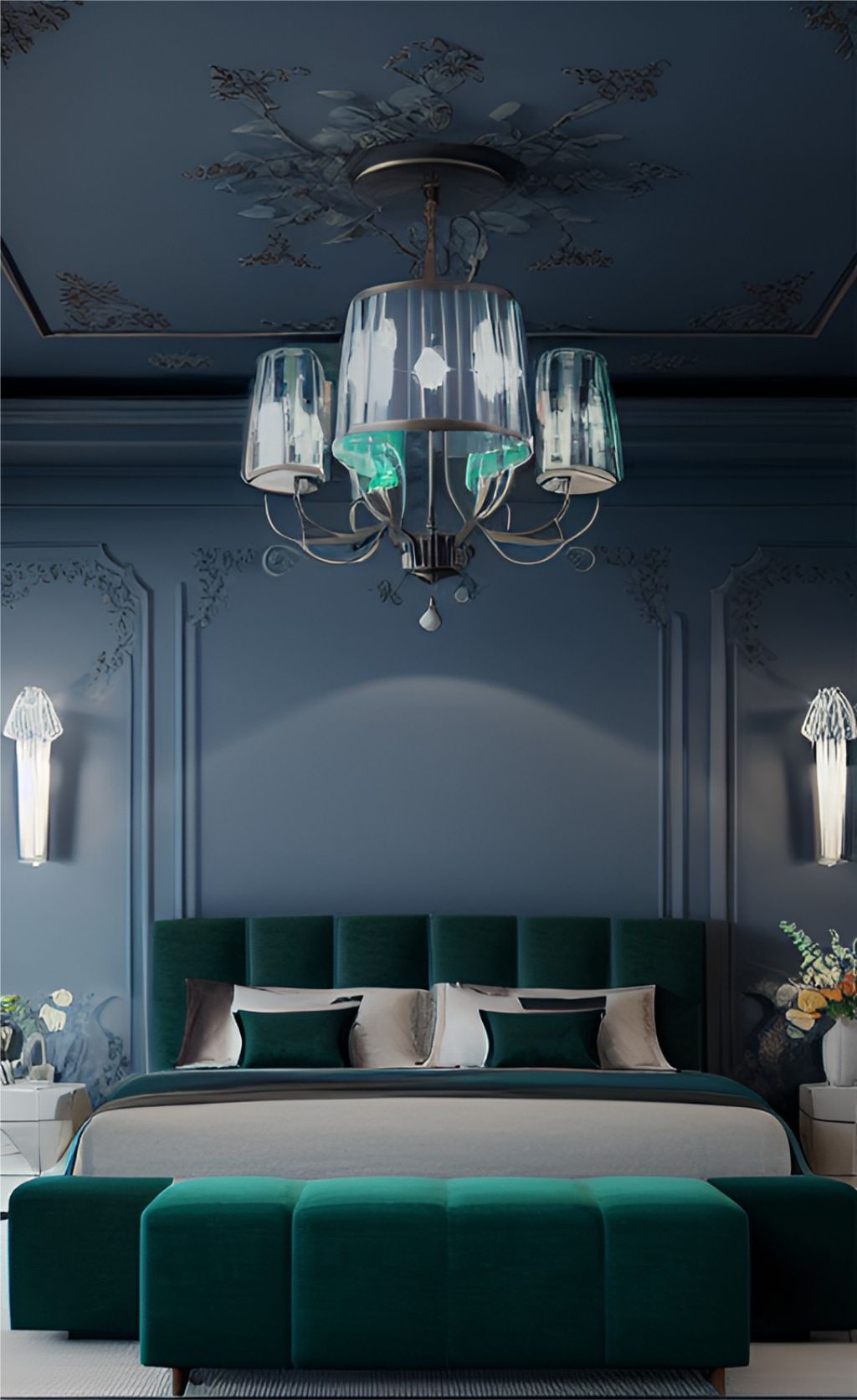 desain ruangan kamar klasic warna hijau ( design interior bedroom classic green )