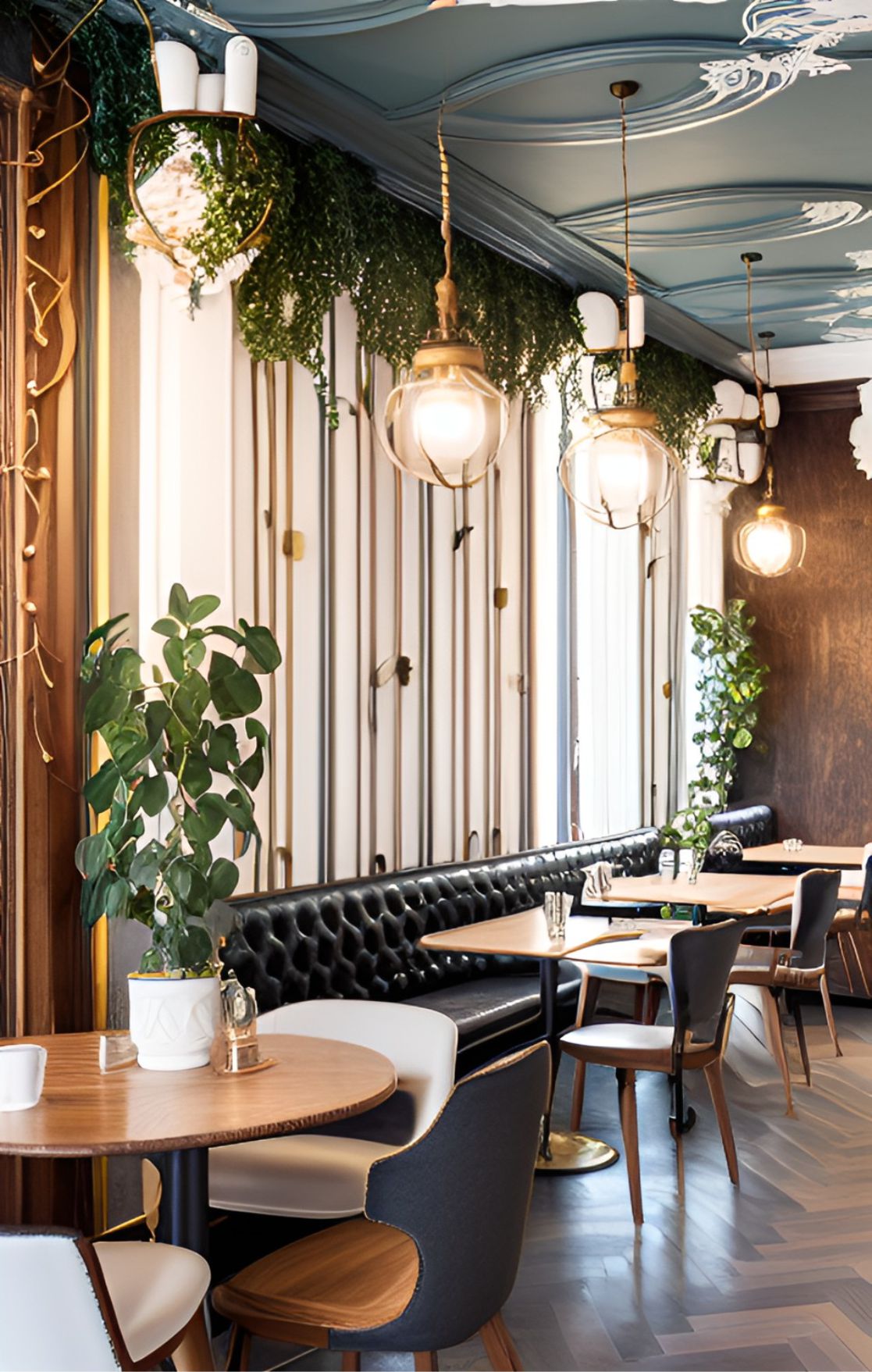 contoh gambar photo desain ruangan kafe klasic ( design interior cafe classic ) yang padukan dengan gaya farm house