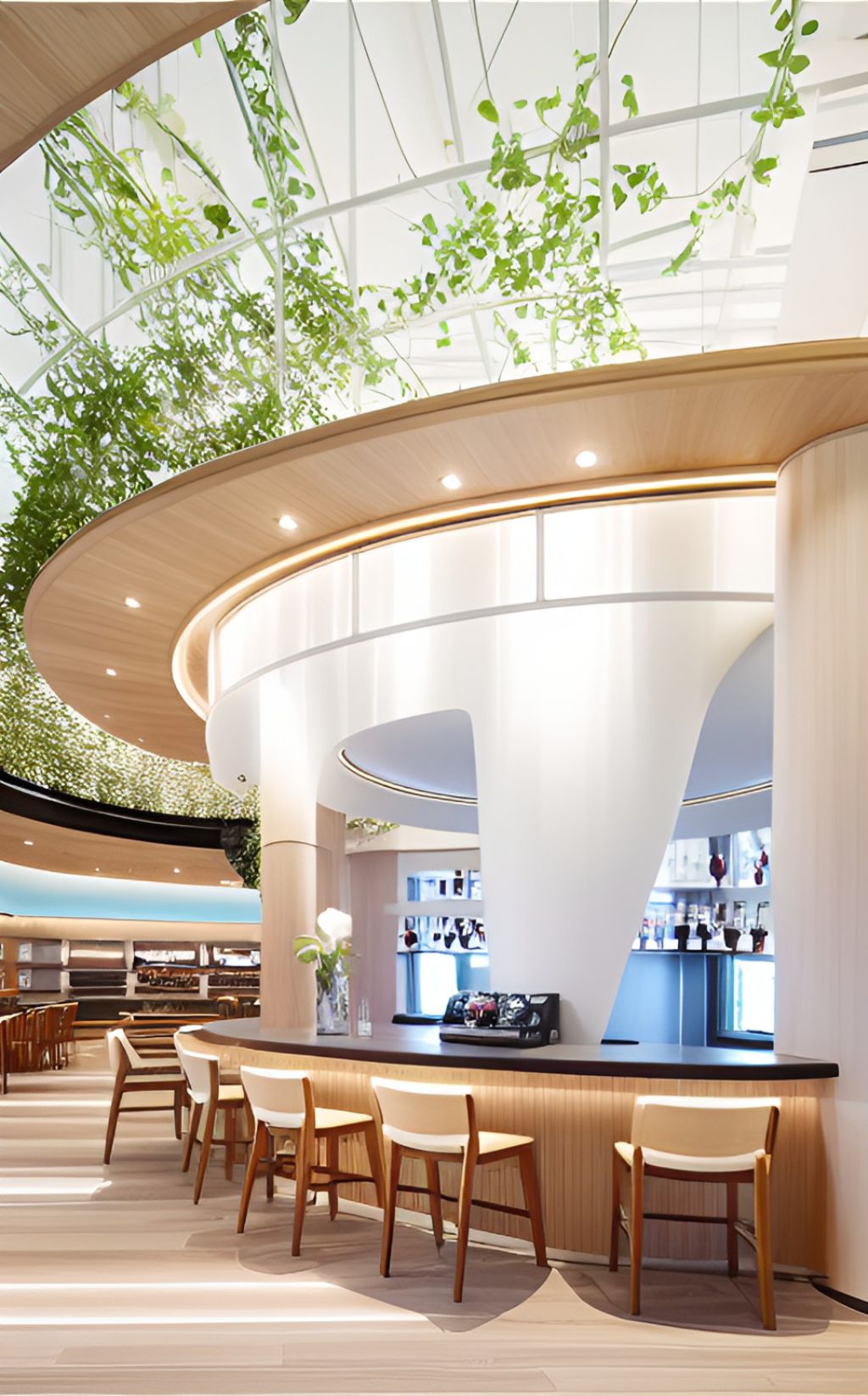 contoh gambar photo desain ruangan kafe ( design interior cafe ) dalam mall