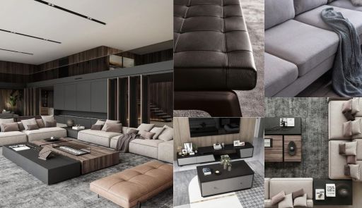 Design Interior Livingroom ( desain ruang tamu ) minimalis modern warna hitam putih flooring LVT finishing duco 