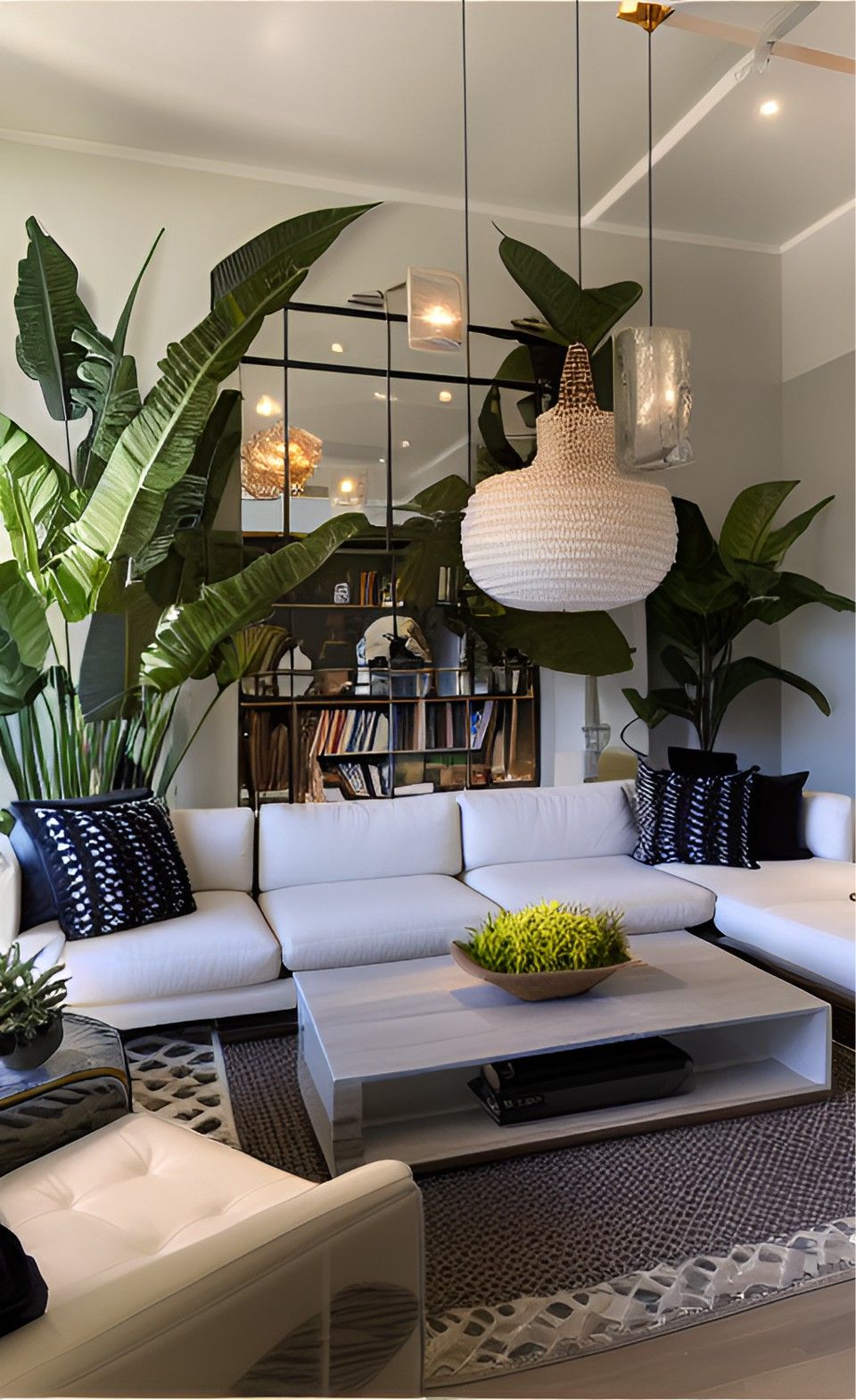 desain interior ruang tamu ( design interior livingroom ) dengan tumbuhan pisang the giant bird of paradise