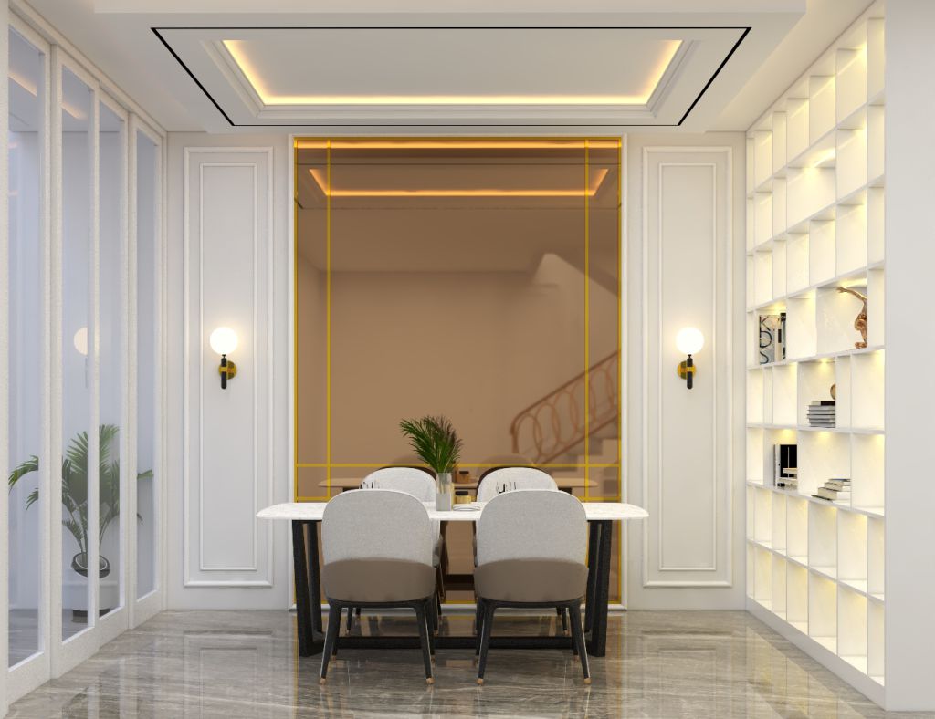 desain ruang makan - diningroom - klasik berwarna putih di ampera jakarta selatan / design classic dining room interior ampera - jakarta selatan 0027