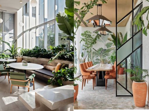 design interior office ( kantor ) office minimalis dengan sentuhan tropis tumbuhan hijau asri 