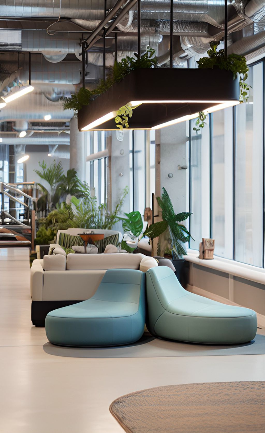 contoh gambar photo desain ruangan lobi industrial minimalis ( design interior lobby industrial minimalist )