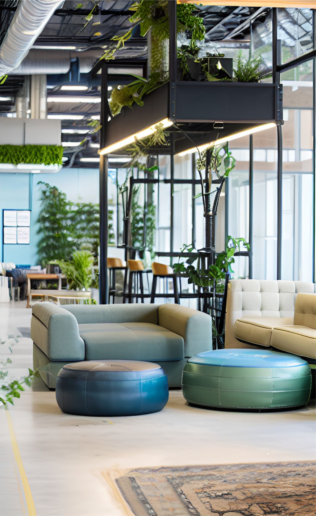 contoh gambar photo desain ruangan lobi industrial minimalis ( design interior lobby industrial minimalist )