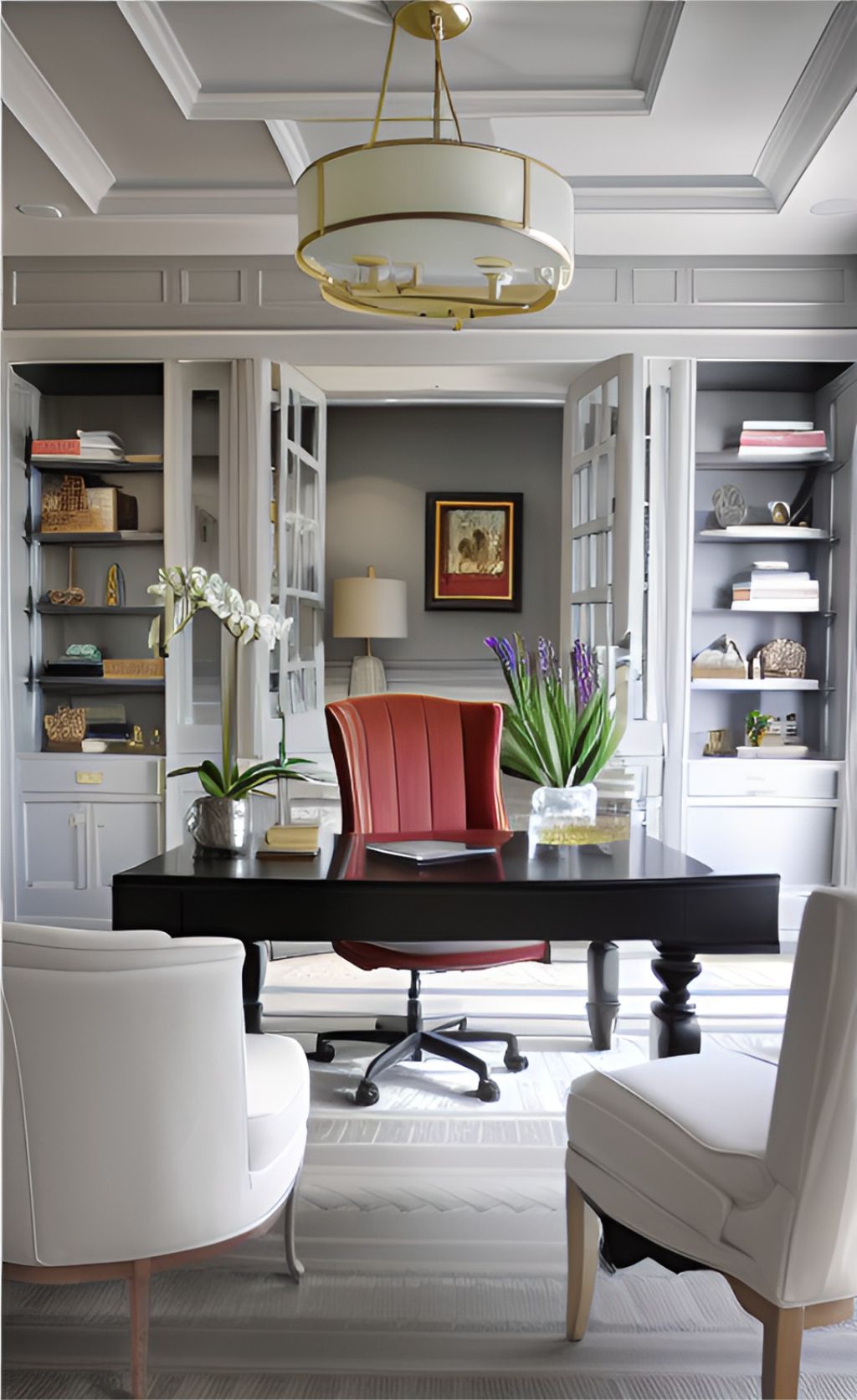 desain ruangan kantor klasik modern warna putih ( design interior office modern classic )