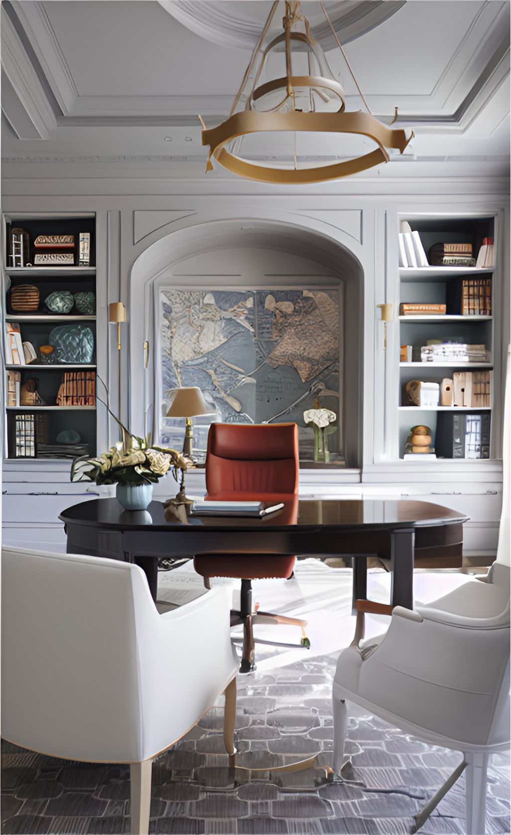 desain ruangan kantor klasik modern warna putih ( design interior office modern classic )