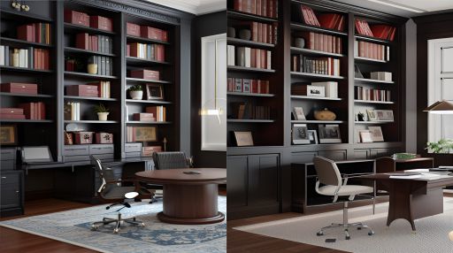 desain ruang kantor klasik modern warna hitam ( design interior office modern classic )