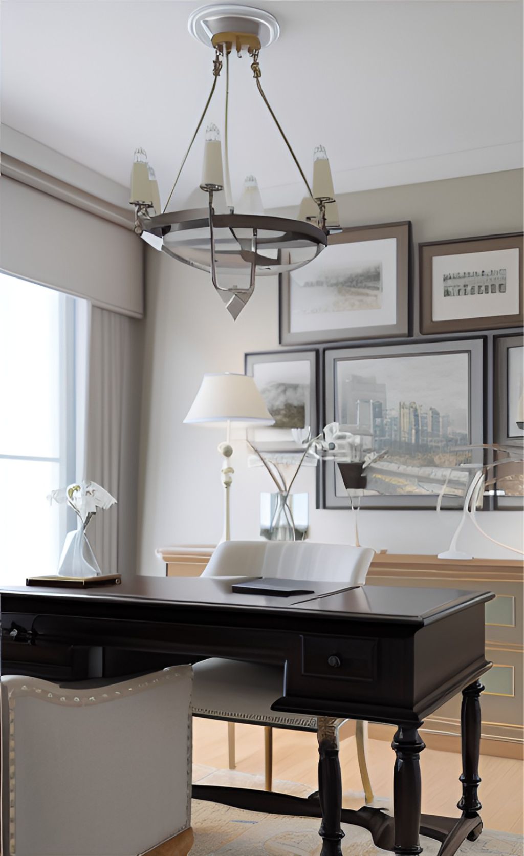 desain ruangan kantor klasik modern warna putih material hpl finishing duco ( design interior office modern classic )