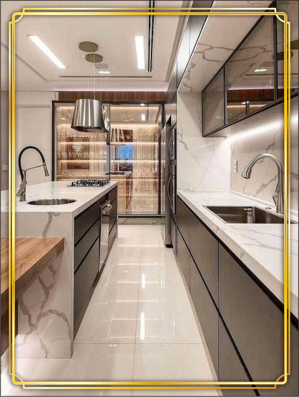 design interior modern minimalis kitchen dapur - Jakarta barat design interior kitchen dapur modern minimalis warna silver finishing duco lighting warma