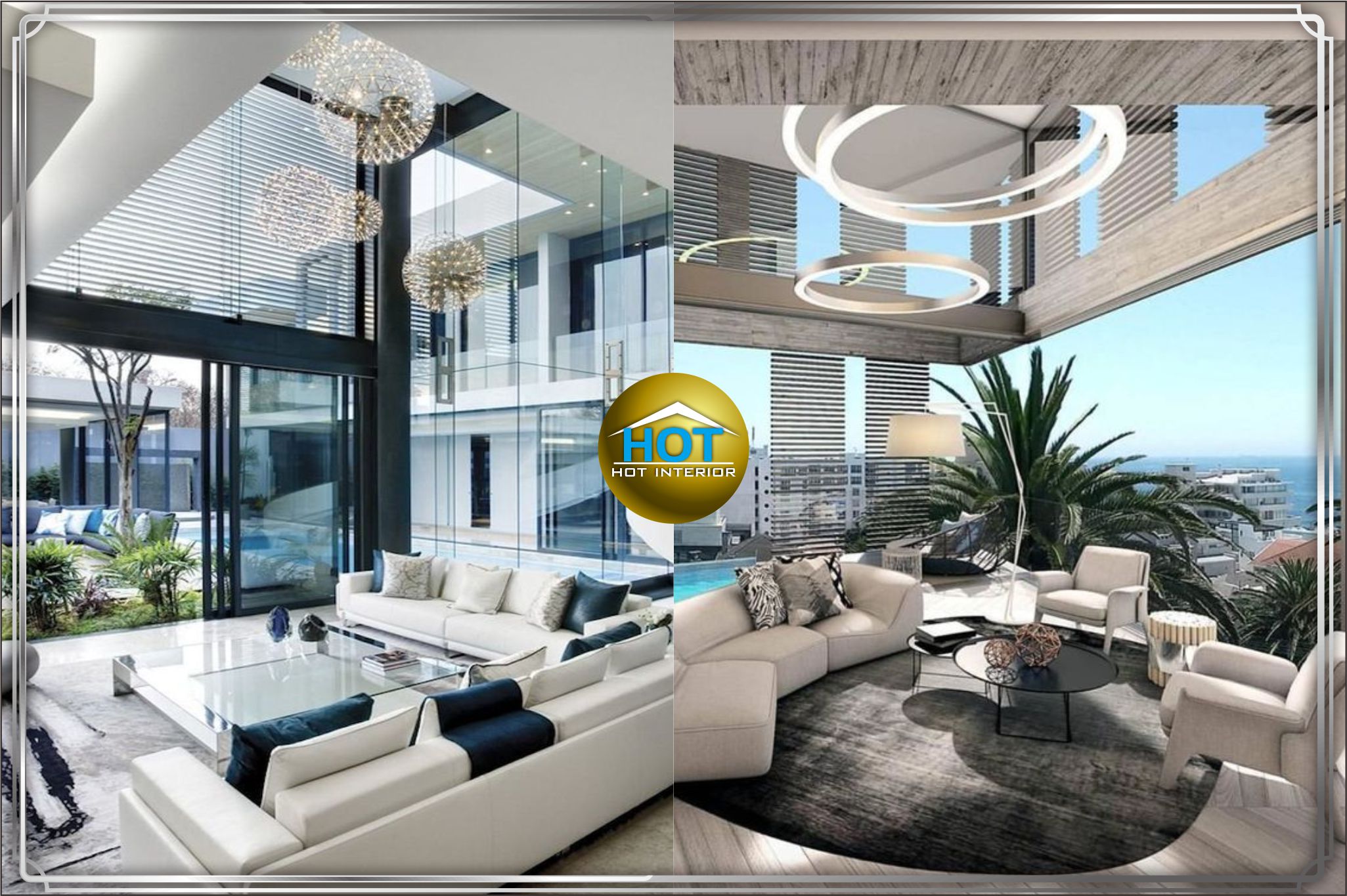 design interior ruang tamu ( livingroom ) thema warna cool dengan sentuhan tubuhan tropis di gambir - Jakarta pusat